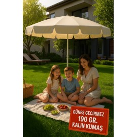 Durul Plaj, Güneş ve Balkon Şemsiyesi Krem Renk Kalın Kumaş