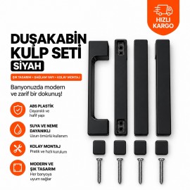 Durul Duşakabin Kulp Seti Siyah – 140, 150, 160 mm Uyumlu