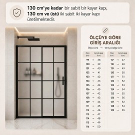 Durul Duşakabin Ön Cephe Buzlu Karolaj 5mm Temperli Cam Yükseklik 190 cm Siyah Profil