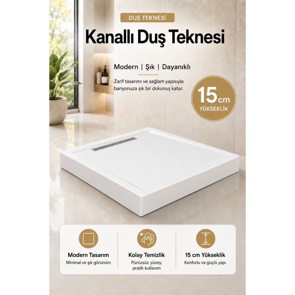 Durul Duş Kanallı Kare ve Dikdörtgen Monoblok Duş Tekneleri