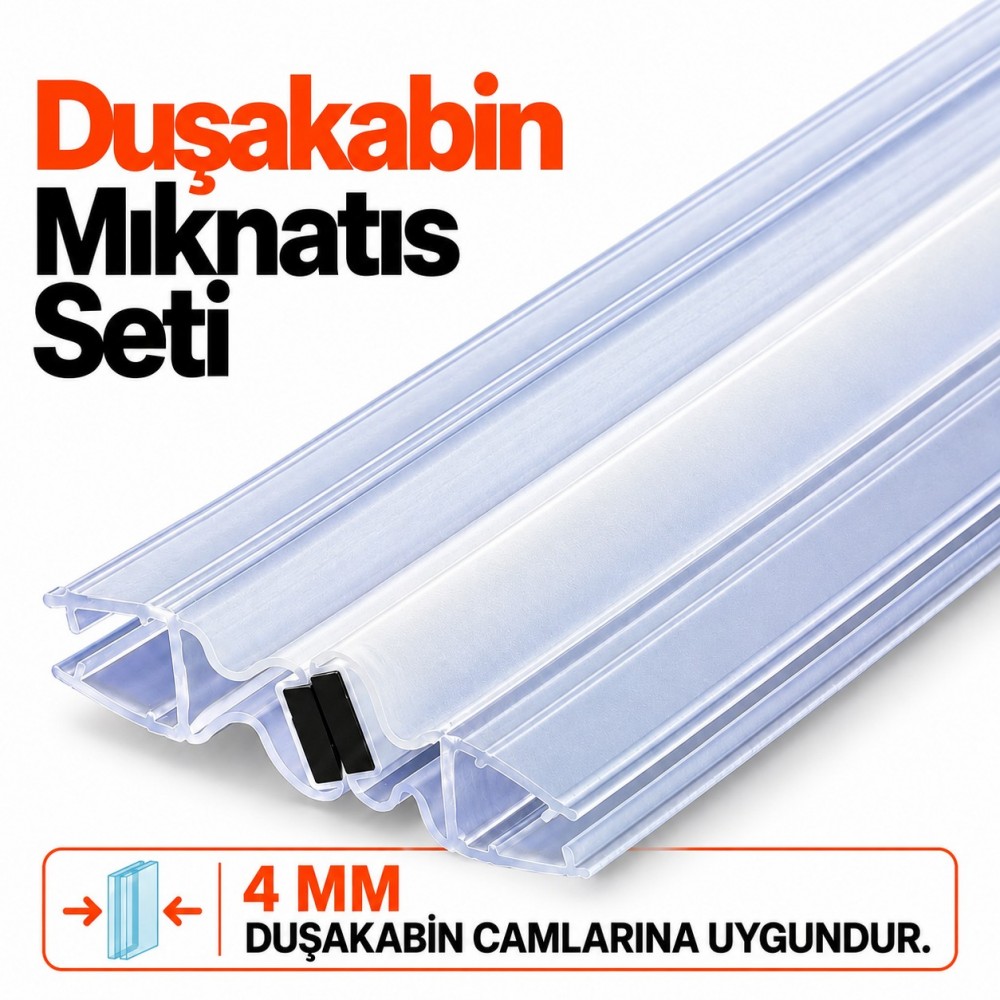 Durul Duşakabin Mıknatıs Fitili Seti Şeffaf – 4 mm Cam, 180 cm