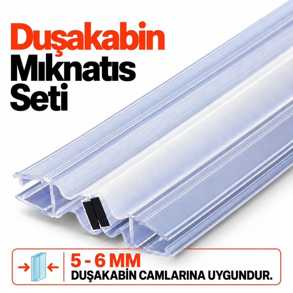 Durul Duşakabin Mıknatıs Fitili Seti Şeffaf – 5-6 mm Cam, 190 cm