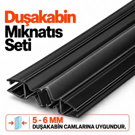 Durul Duşakabin Mıknatıs Fitili Seti Siyah – 5-6 mm Cam, 190 cm