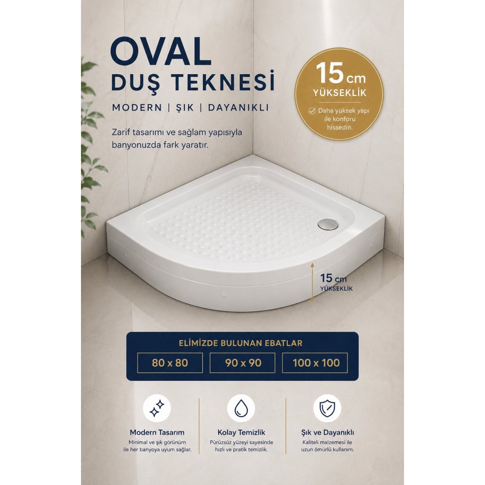 Durul Akrilik Oval Duş Tekneleri 
