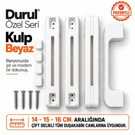 Durul Özel Seri Duşakabin Kulp Seti Beyaz – 14, 15, 16 cm Uyumlu