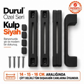 Durul Özel Seri Duşakabin Kulp Seti Siyah – 14, 15, 16 cm Uyumlu