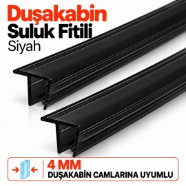 Durul Duşakabin Suluk Fitili Siyah 2'li Set – 4 mm Cam, 180 cm