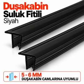 Durul Duşakabin Suluk Fitili Siyah 2'li Set – 5-6 mm Cam, 190 cm