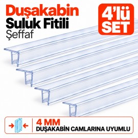 Durul Duşakabin Suluk Fitili Şeffaf 4'lü Set – 4 mm Cam, 180 cm
