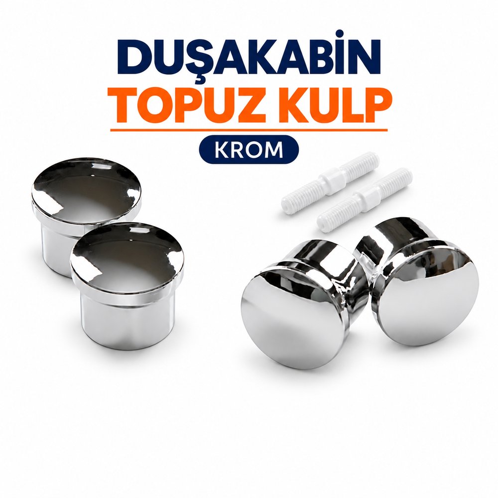 Durul Duşakabin Topuz Kulp Seti (2 Kapı İçin) Krom – Tüm Duşakabinlere Uyumlu