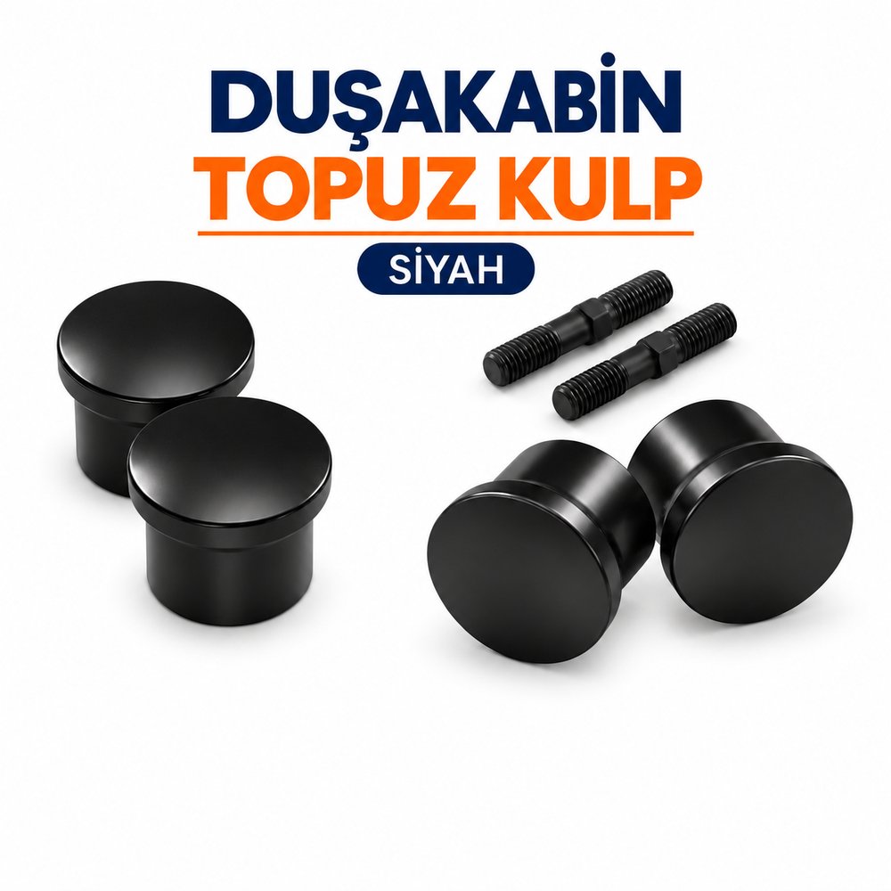 Durul Duşakabin Topuz Kulp Seti (2 Kapı İçin) Siyah – Tüm Duşakabinlere Uyumlu