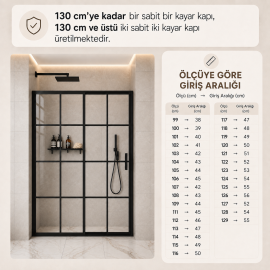 Durul Duşakabin Ön Cephe Karolaj Komple Buzlu 5mm Temperli Cam Yükseklik 190 cm Siyah Profil
