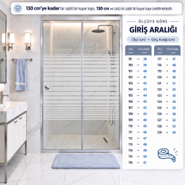 Durul Duşakabin Ön Cephe Çizgili Desen Temperli Cam Krom Profil