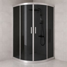 Durul Duşakabin Oval Füme 5mm Temperli Cam Yükseklik 190 cm Krom Profil
