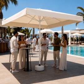 Durul Şemsiye Havuz, Bahçe, Restaurant, Cafe 2,85x2,85 - (3 Metre) Büyük Kare Şemsiye-Krem