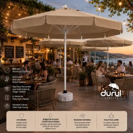 Durul Şemsiye Havuz, Bahçe, Restaurant, Cafe 300/8 - 3 Metre Büyük Yuvarlak Şemsiye-capuccino