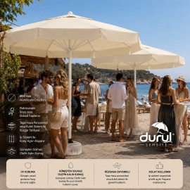 Durul Şemsiye Havuz, Bahçe, Restaurant, Cafe 300/8 - 3 Metre Büyük Yuvarlak Şemsiye-krem