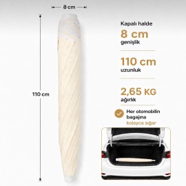Durul Plaj Şemsiyesi , Güneş ve Balkon Şemsiyesi 180 Cm - 8 Telli Krem Renk Kalın Kumaş