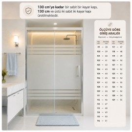 Durul Duşakabin Ön Cephe Trio Desen 5mm Temperli Cam Yükseklik 190 cm Krom Profil