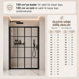 Durul Duşakabin Ön Cephe Buzlu Karolaj 5mm Temperli Cam Yükseklik 190 cm Siyah Profil