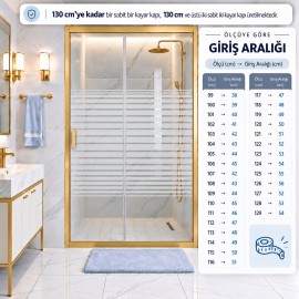 Durul Duşakabin Ön Cephe Çizgili 5mm Temperli Cam Yükseklik 190 cm Altın Profil