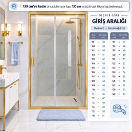 Durul Duşakabin Ön Cephe Şeffaf 5mm Temperli Cam Yükseklik 190 cm Altın Profil