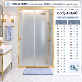 Durul Duşakabin Ön Cephe Buzlu Temperli Cam Altın Profil