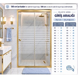 Durul Duşakabin Ön Cephe Çizgili Temperli Cam Altın Profil