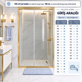 Durul Duşakabin Ön Cephe Şeffaf Temperli Cam Altın Profil