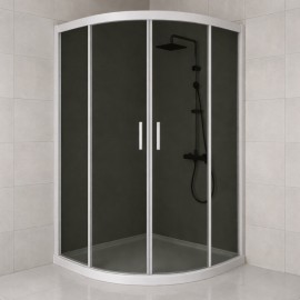 Durul Duşakabin Oval Füme 5mm Temperli Cam Yükseklik 190 cm Beyaz Profil
