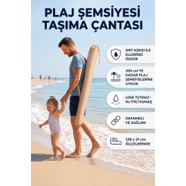 Plaj ve Güneş Şemsiyesi Taşıma Çantası 200 cm'ye Kadar Uyumlu Omuz Askılı