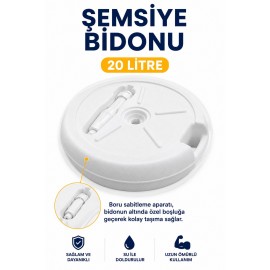 Durul Plaj ve Güneş Şemsiyesi Ağırlık Bidonu 20 Litre Su ve Kum Dolgulu Beyaz