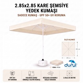 2,85m x 2,85m Krem Kare Yedek Şemsiye Kumaşı - KREM